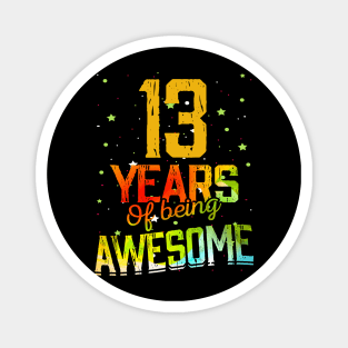 13th Anniversary Gift Vintage Retro 13 Years Of Being Awesome Gifts Funny 13 Years Birthday Men Women Magnet